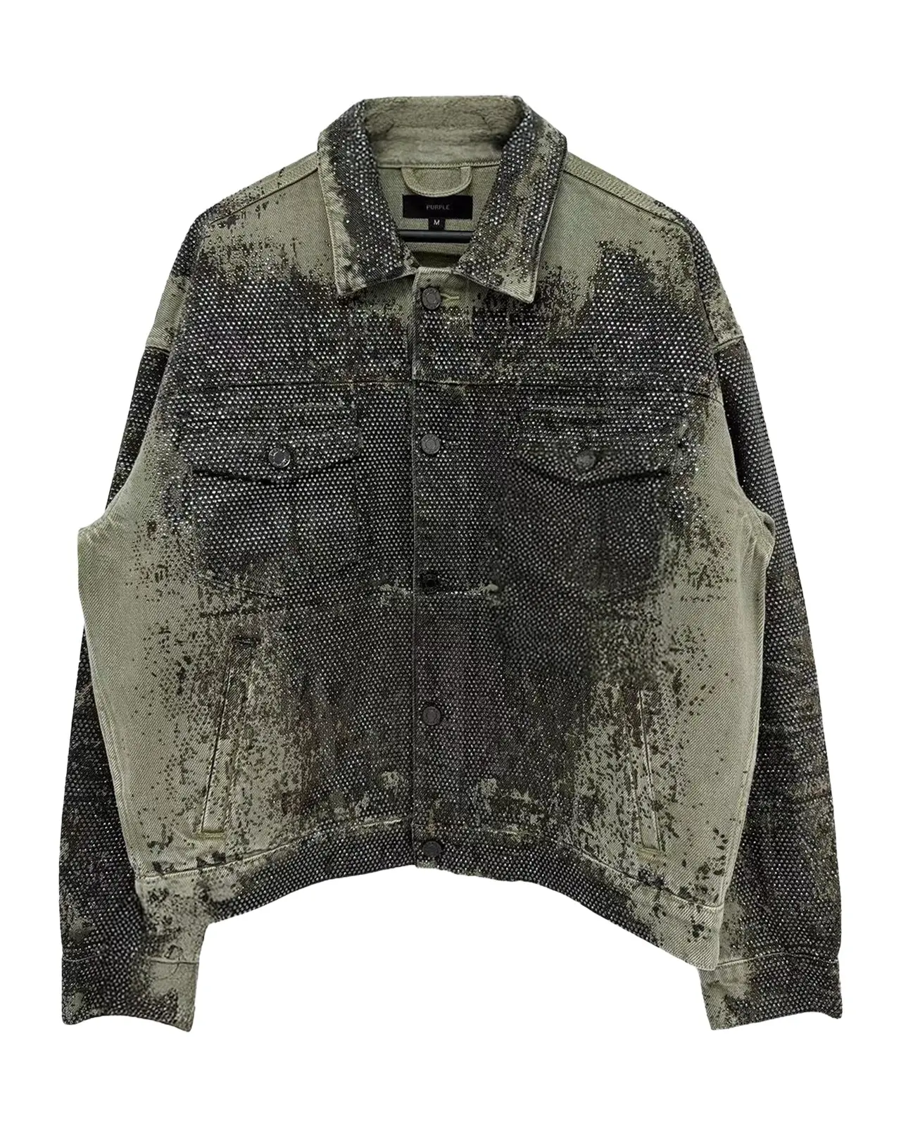 Men's Trompe L Oeil Crystal Denim Jacket