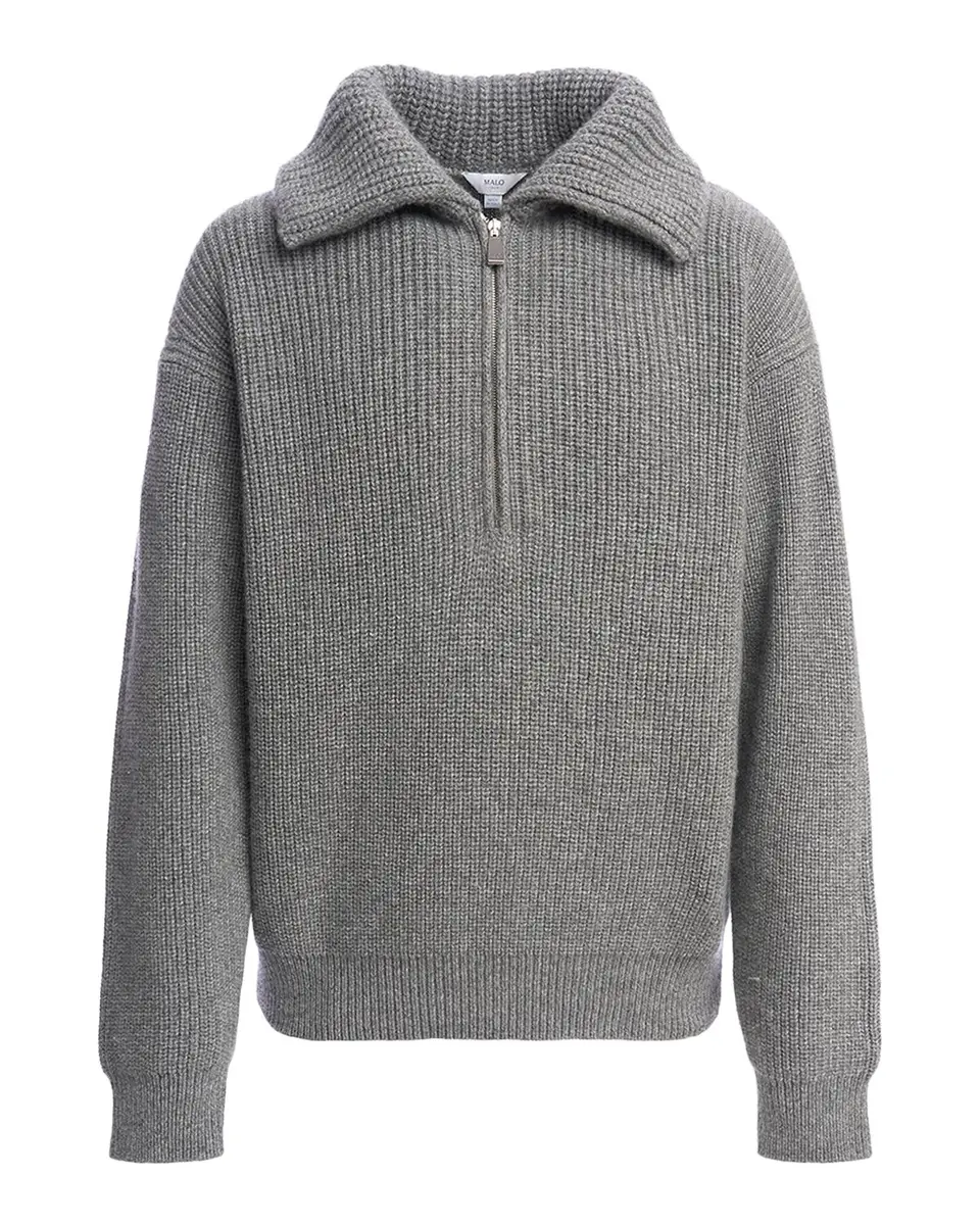 Malo Men's Cashmere Rib Half-Zip Polo Sweater | Thumbnail 3 Malo Men's Cashmere Rib Half-Zip Polo Sweater | Thumbnail 3