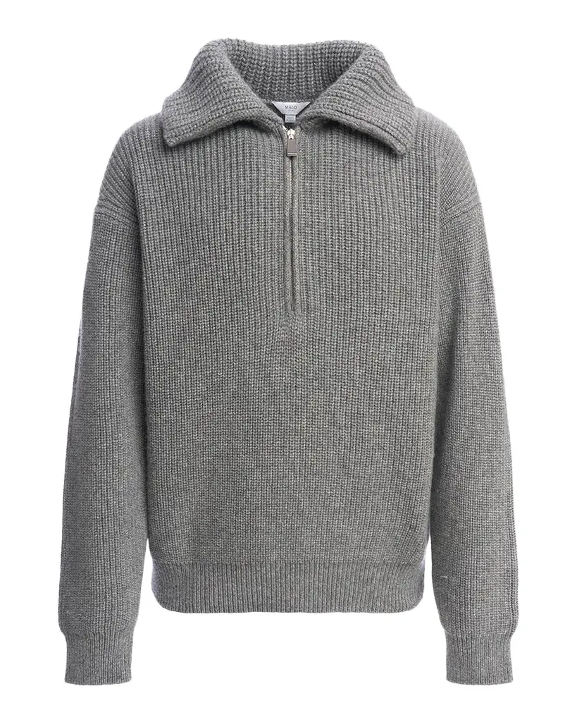 Men's Cashmere Rib Half-Zip Polo Sweater Men's Cashmere Rib Half-Zip Polo Sweater