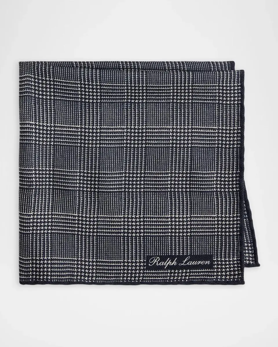 Ralph Lauren Purple Label Men's Plaid Cashmere-Silk Pocket Square | Thumbnail 4 Ralph Lauren Purple Label Men's Plaid Cashmere-Silk Pocket Square | Thumbnail 4