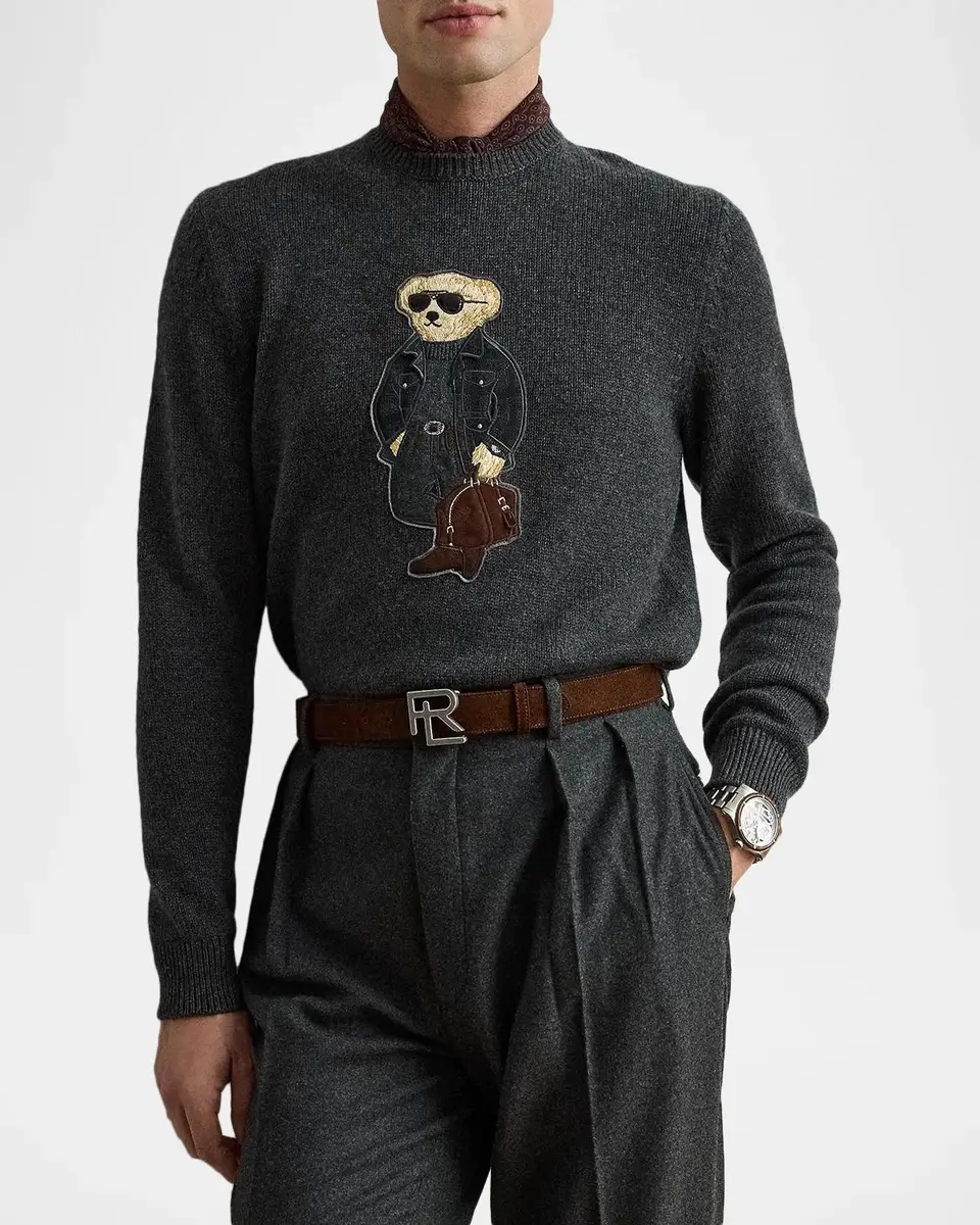 Ralph Lauren Purple Label Men's Polo Bear Cashmere Sweater | Thumbnail 4 Ralph Lauren Purple Label Men's Polo Bear Cashmere Sweater | Thumbnail 4