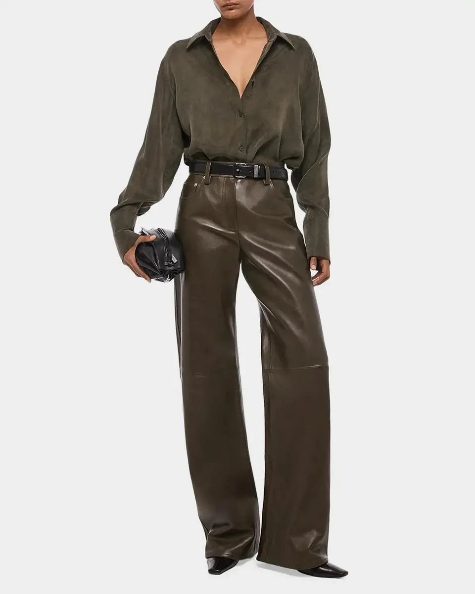 Helmut Lang Relaxed Leather Bootcut Pants | Thumbnail 2 Helmut Lang Relaxed Leather Bootcut Pants | Thumbnail 2