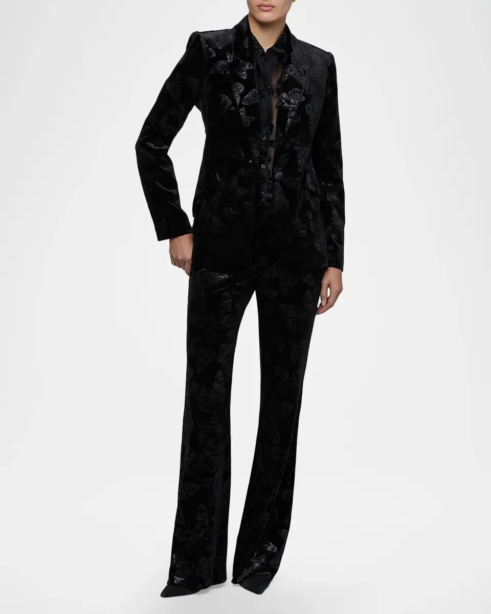 L'Agence Chamberlain Butterfly Jacquard Velvet Blazer | Thumbnail 2 L'Agence Chamberlain Butterfly Jacquard Velvet Blazer | Thumbnail 2