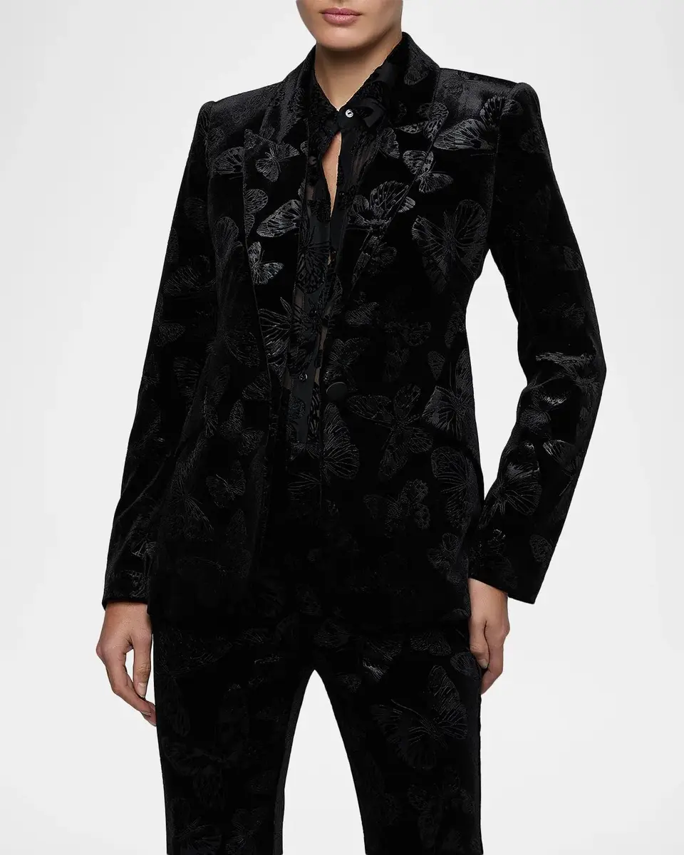 L'Agence Chamberlain Butterfly Jacquard Velvet Blazer | Thumbnail 4 L'Agence Chamberlain Butterfly Jacquard Velvet Blazer | Thumbnail 4