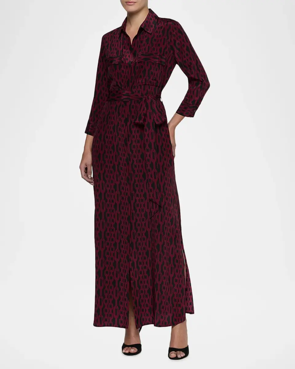 L'Agence Cameron Printed Silk Maxi Shirtdress | Thumbnail 2