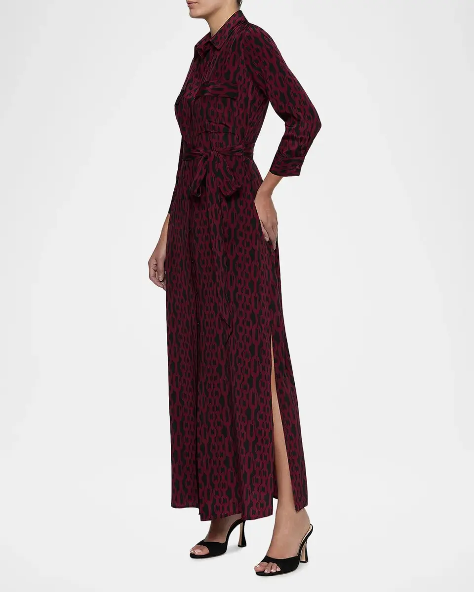 L'Agence Cameron Printed Silk Maxi Shirtdress | Thumbnail 4