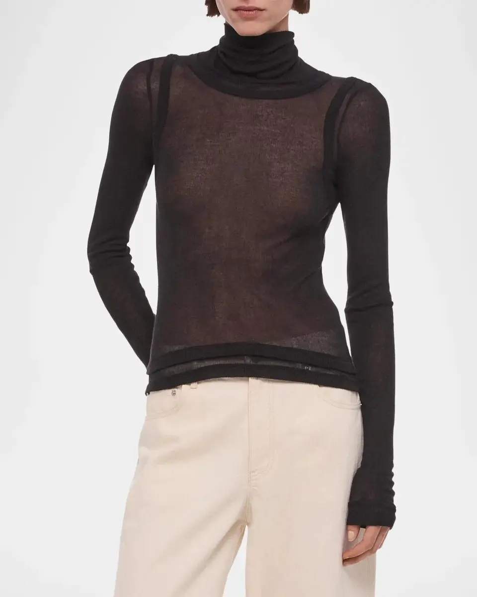 Helmut Lang Layered Sheer Turtleneck Top | Thumbnail 4 Helmut Lang Layered Sheer Turtleneck Top | Thumbnail 4