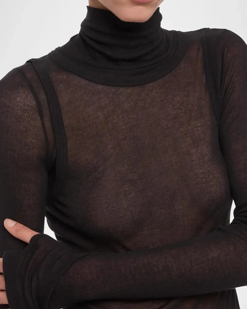 Helmut Lang Layered Sheer Turtleneck Top | Thumbnail 5 Helmut Lang Layered Sheer Turtleneck Top | Thumbnail 5