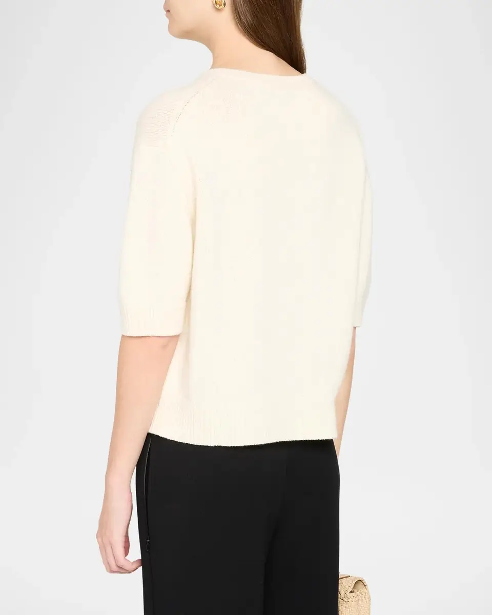 Theory Cashmere Short-Sleeved Crop Sweater | Thumbnail 3