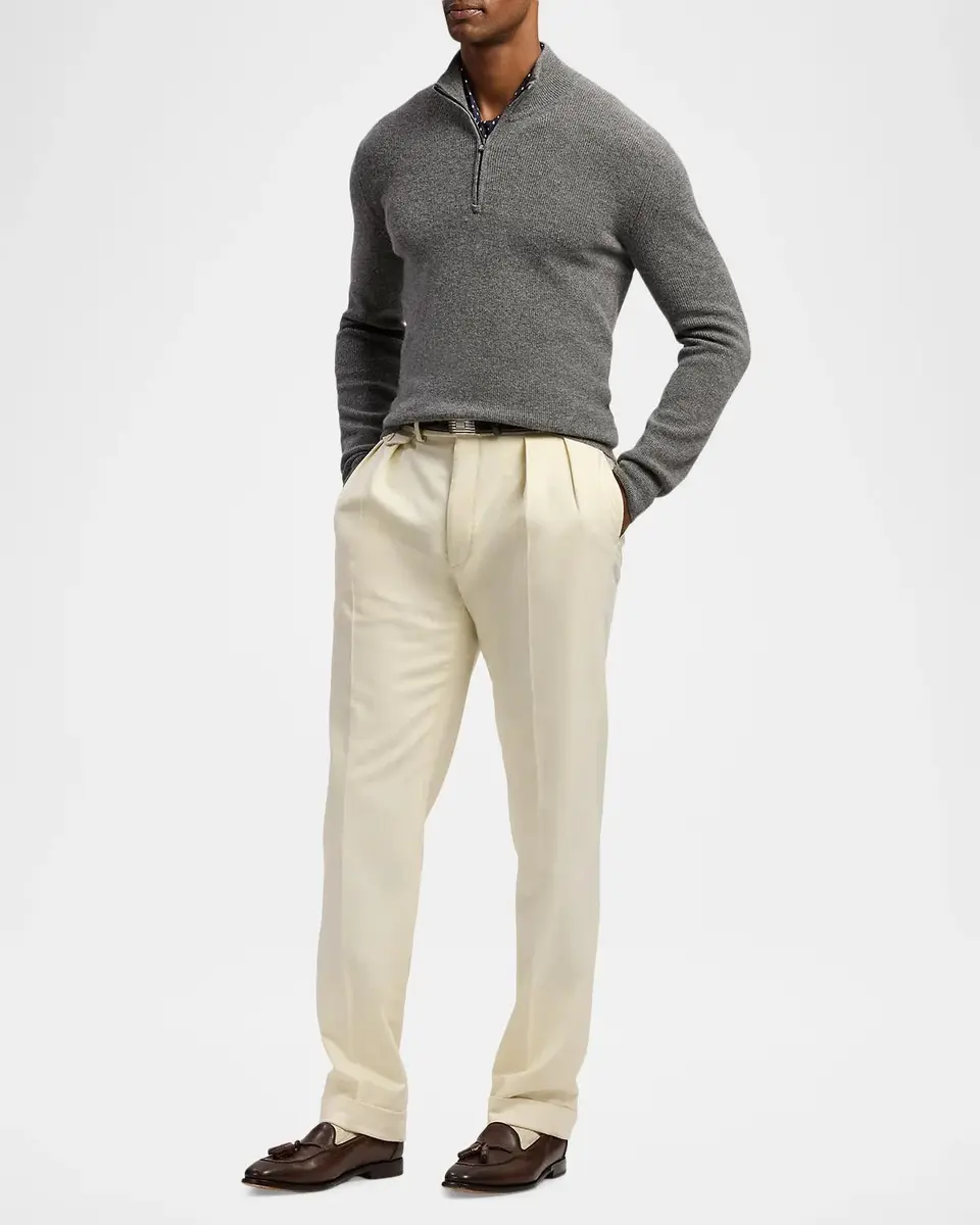 Ralph Lauren Purple Label Men's Textured Cashmere Quarter-Zip Sweater | Thumbnail 2 Ralph Lauren Purple Label Men's Textured Cashmere Quarter-Zip Sweater | Thumbnail 2