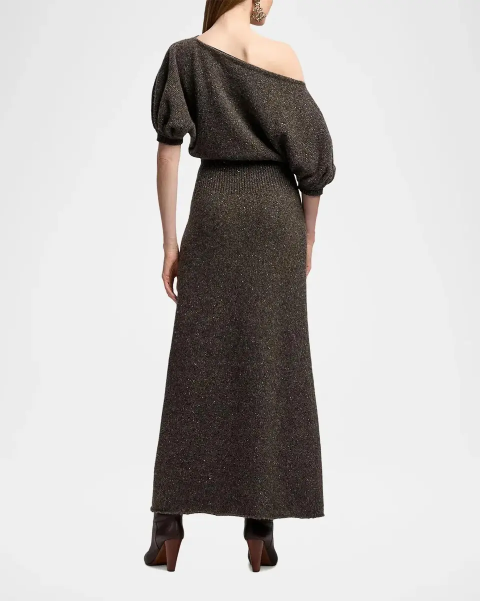 Ralph Lauren Collection Cecie Cashmere-Blend Donegal Off-The-Shoulder Maxi Day Dress | Thumbnail 3 Ralph Lauren Collection Cecie Cashmere-Blend Donegal Off-The-Shoulder Maxi Day Dress | Thumbnail 3
