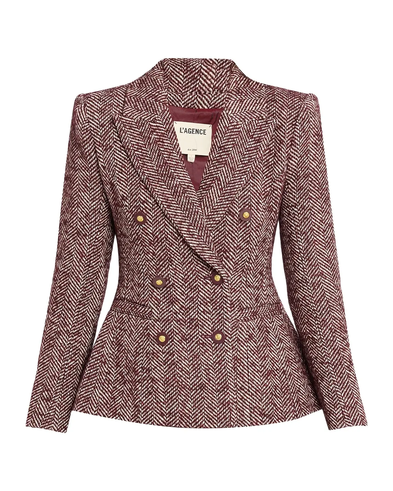 L'Agence Karima Herringbone Cinched Blazer