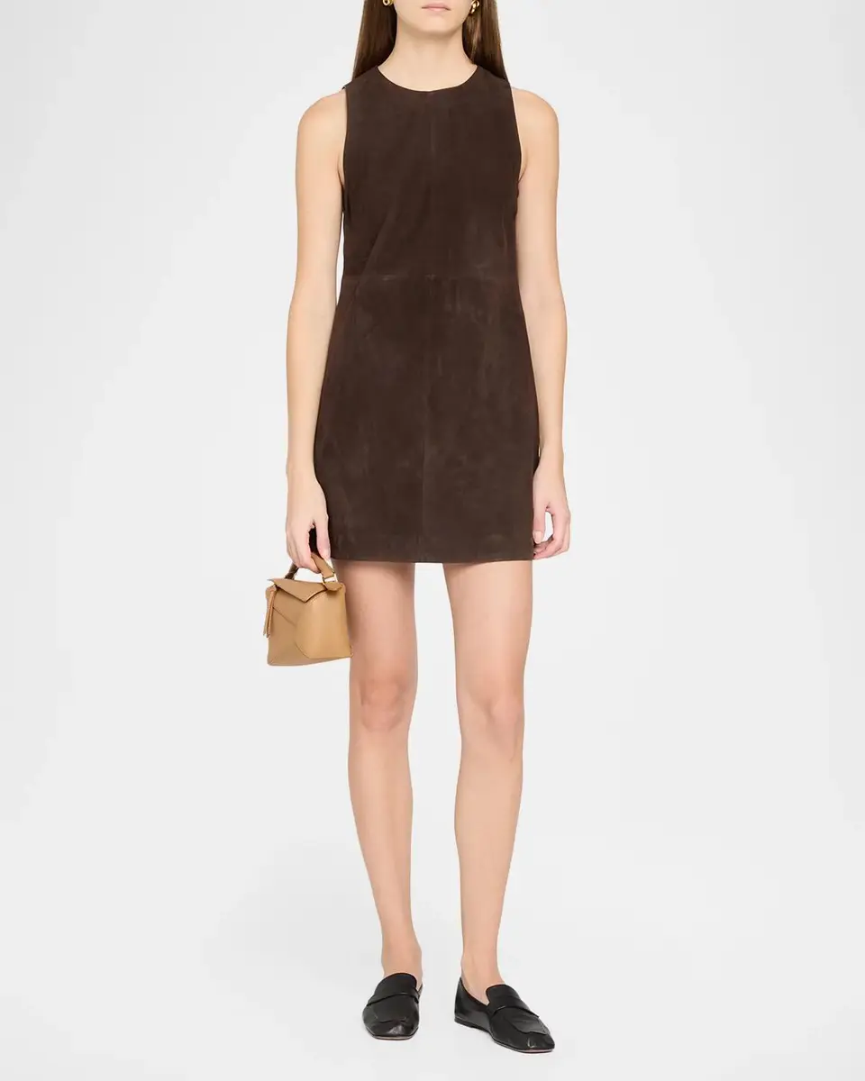 Theory Suede Sleeveless Mini A-Line Dress | Thumbnail 2 Theory Suede Sleeveless Mini A-Line Dress | Thumbnail 2