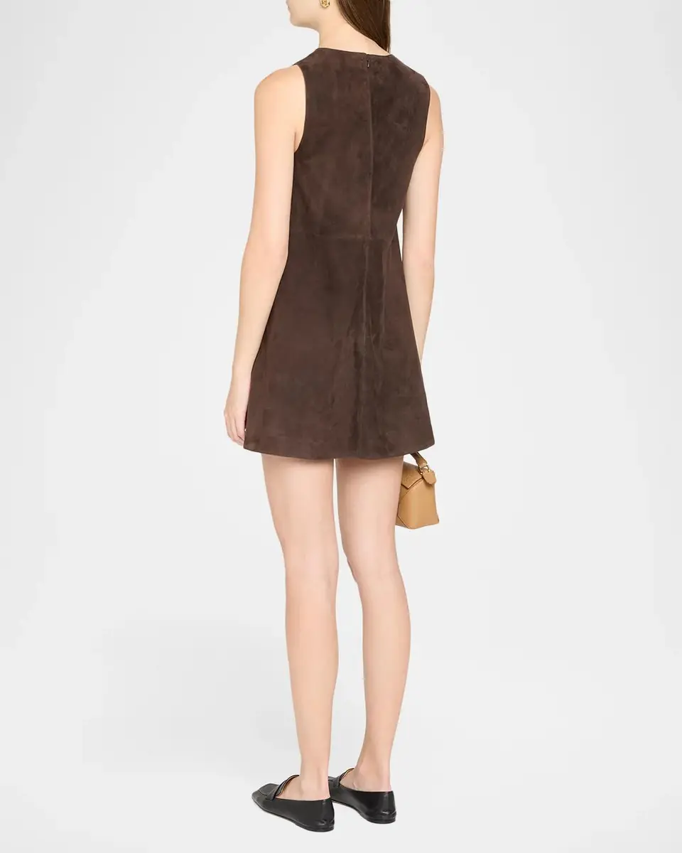Theory Suede Sleeveless Mini A-Line Dress | Thumbnail 3 Theory Suede Sleeveless Mini A-Line Dress | Thumbnail 3