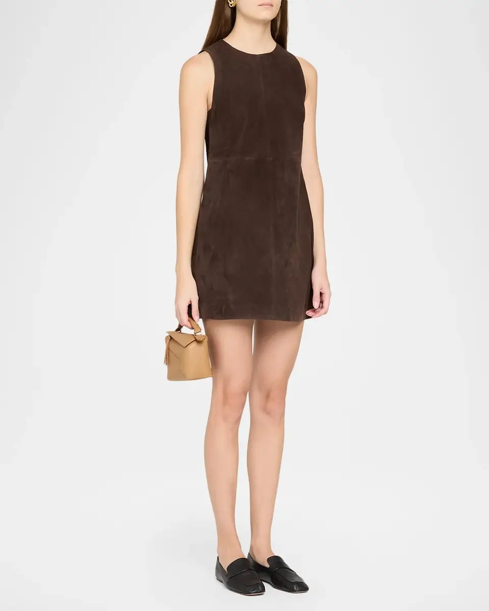 Theory Suede Sleeveless Mini A-Line Dress | Thumbnail 4 Theory Suede Sleeveless Mini A-Line Dress | Thumbnail 4