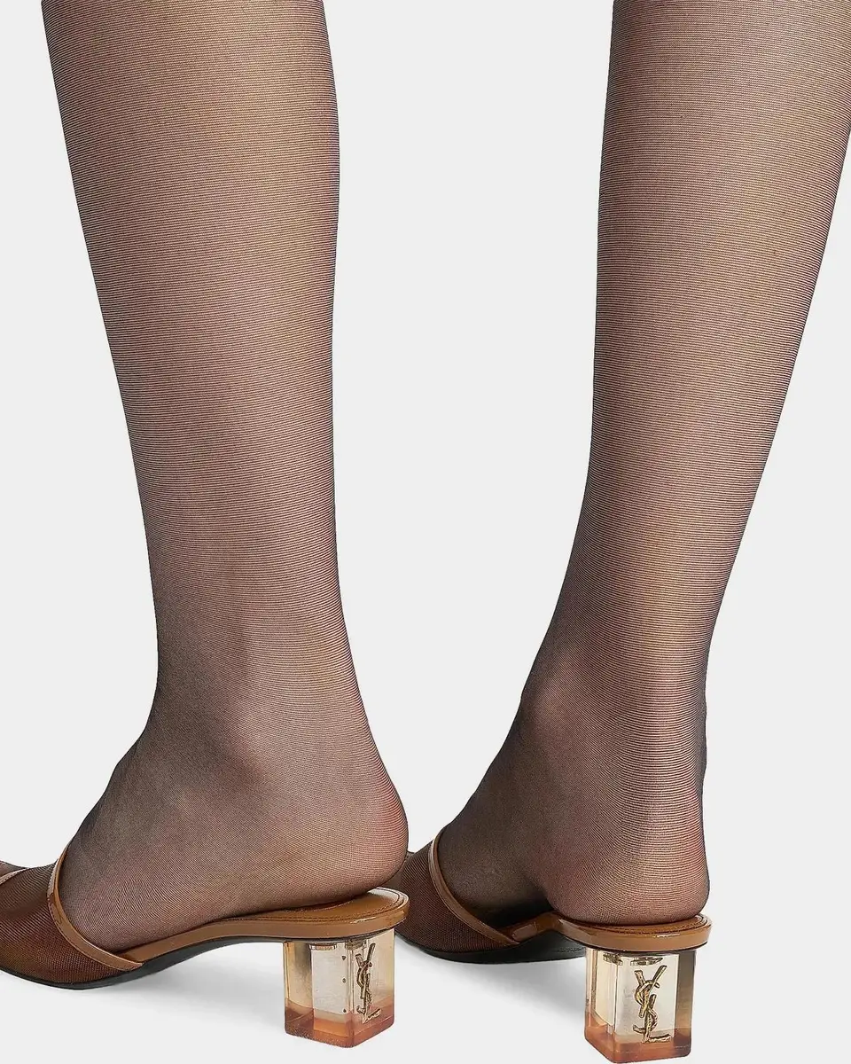 Saint Laurent Mesh Mule Sandals w/ Plexi Heel | Thumbnail 2 Saint Laurent Mesh Mule Sandals w/ Plexi Heel | Thumbnail 2