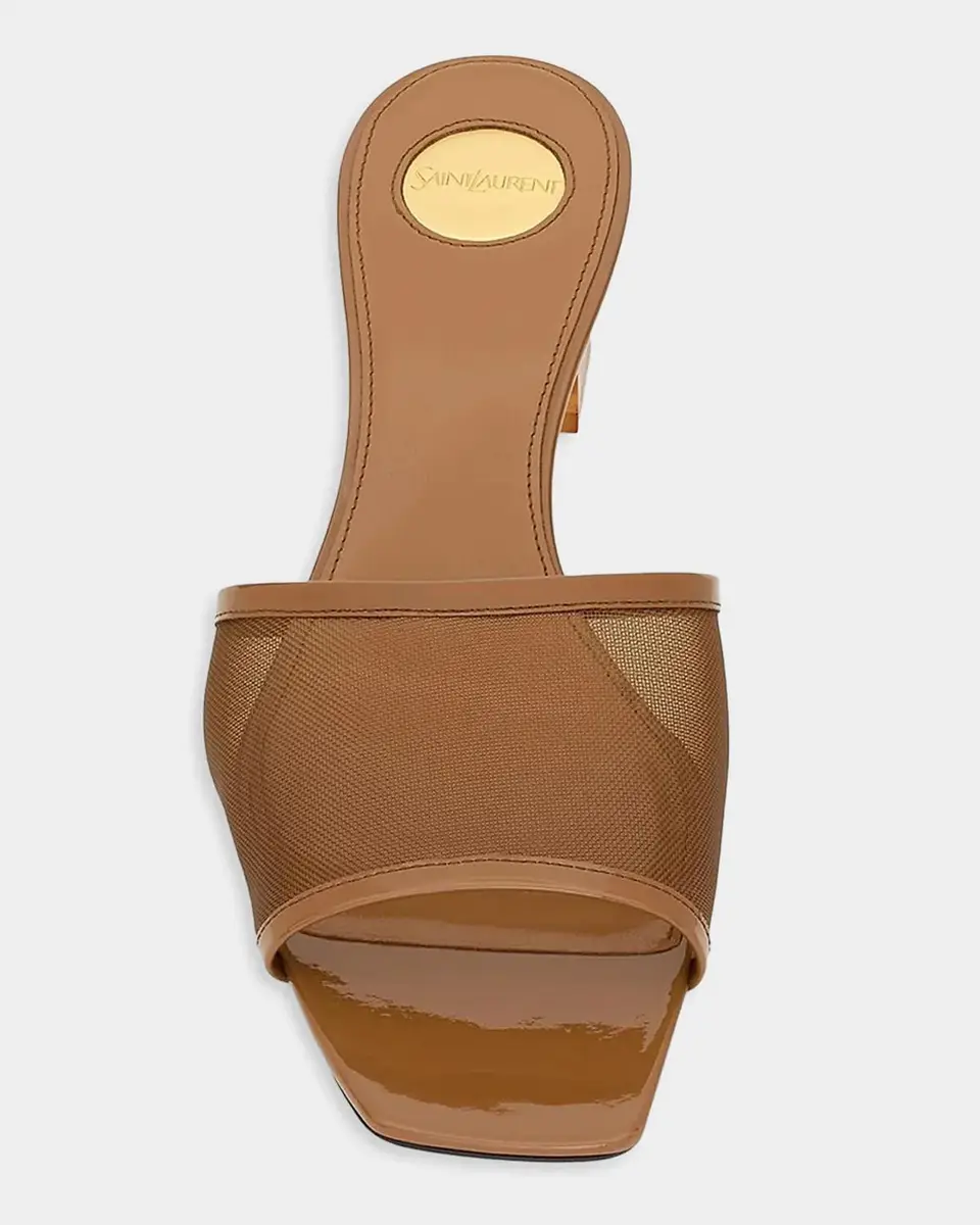 Saint Laurent Mesh Mule Sandals w/ Plexi Heel | Thumbnail 5 Saint Laurent Mesh Mule Sandals w/ Plexi Heel | Thumbnail 5