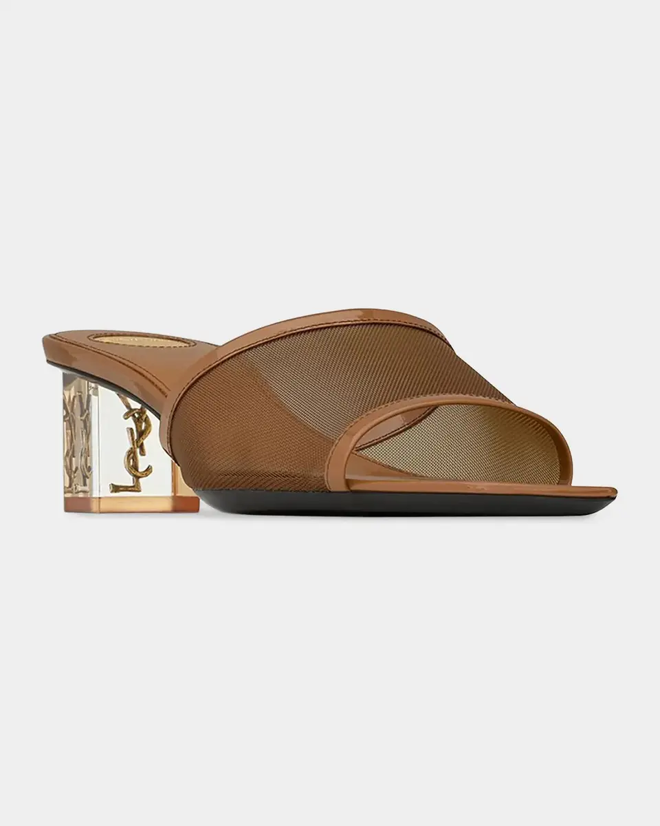 Saint Laurent Mesh Mule Sandals w/ Plexi Heel | Thumbnail 6 Saint Laurent Mesh Mule Sandals w/ Plexi Heel | Thumbnail 6