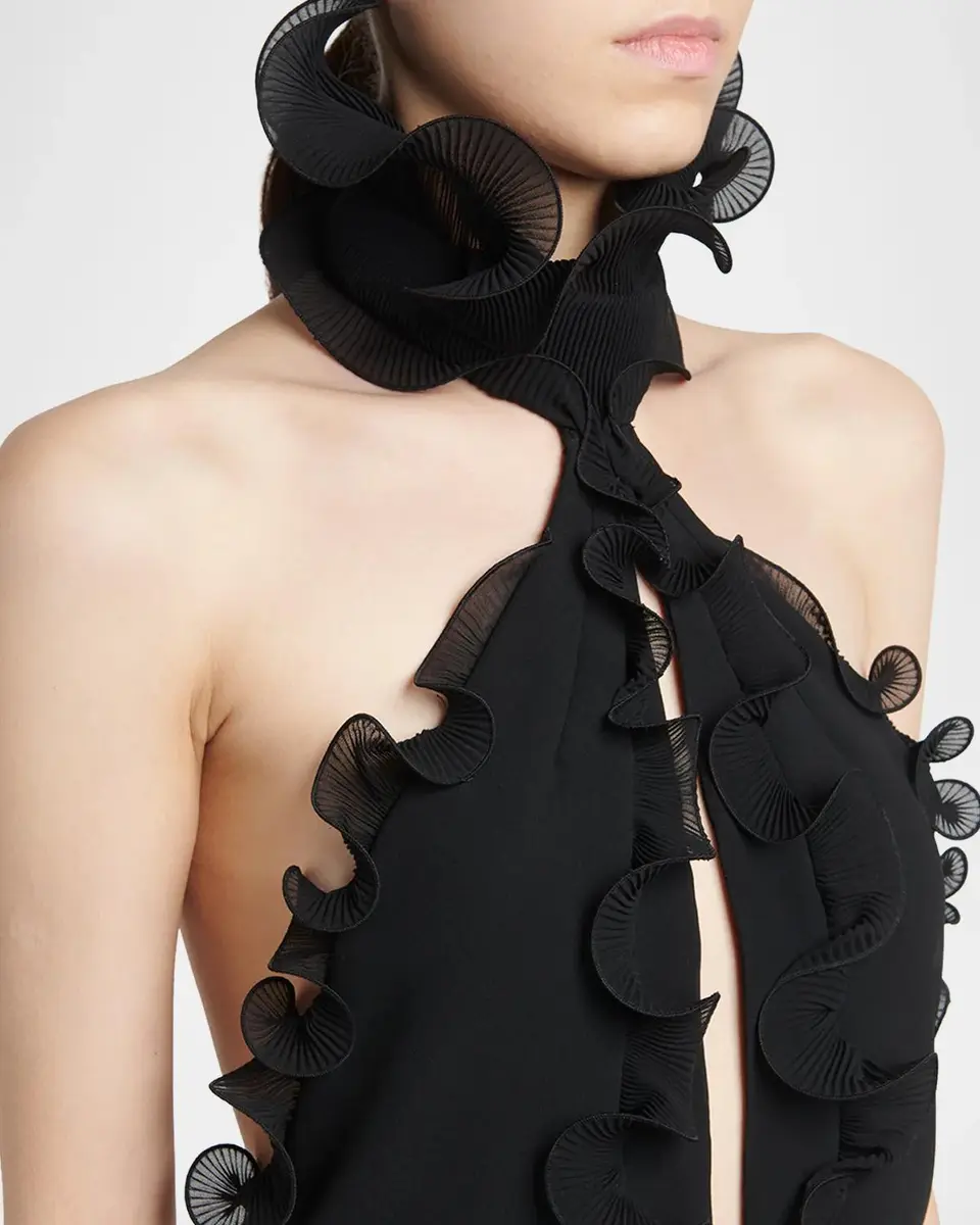 Tom Ford Silk Crepe Ruffled Halter Evening Dress | Thumbnail 5 Tom Ford Silk Crepe Ruffled Halter Evening Dress | Thumbnail 5