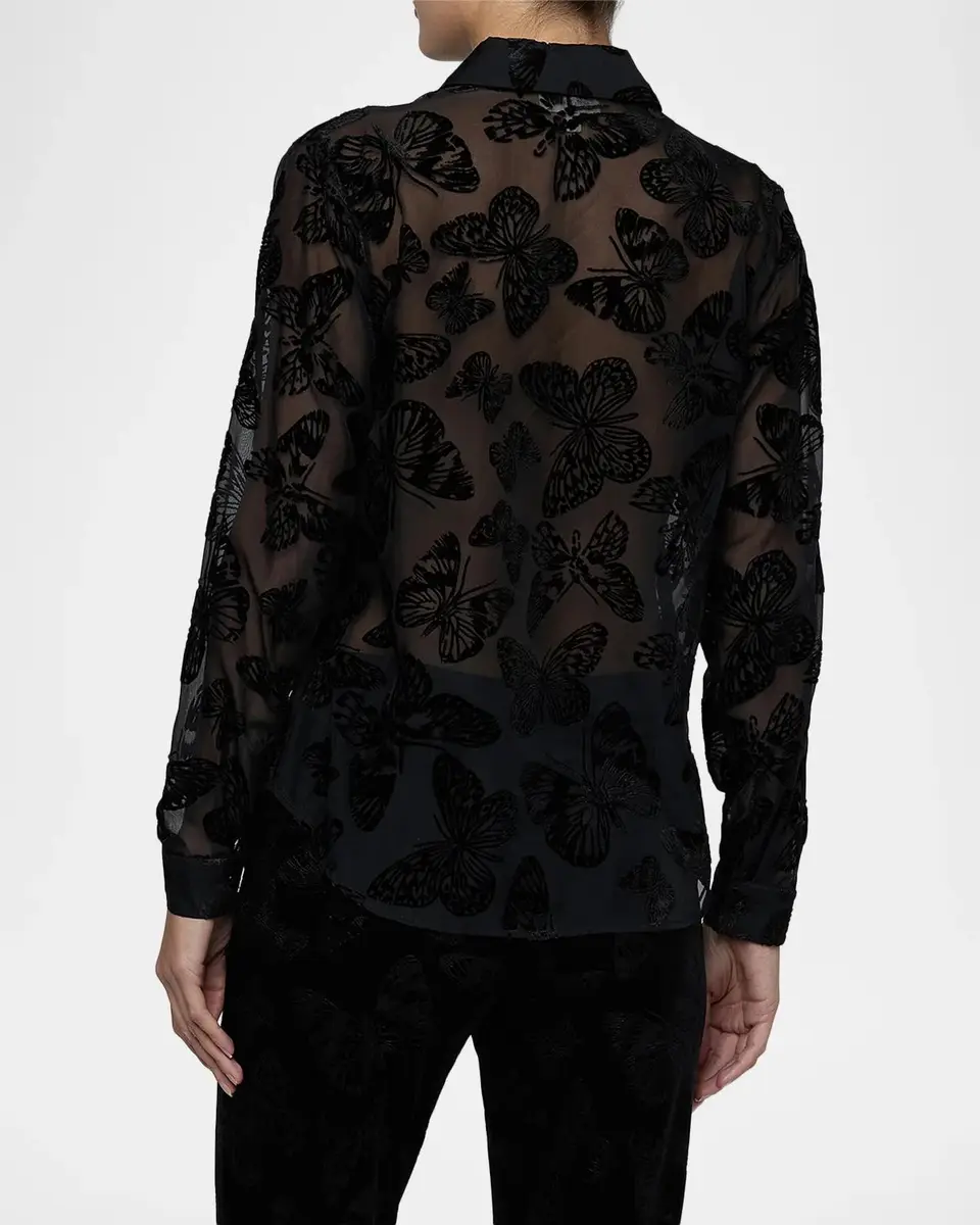 L'Agence Laurent Burnout Velvet Blouse | Thumbnail 3 L'Agence Laurent Burnout Velvet Blouse | Thumbnail 3
