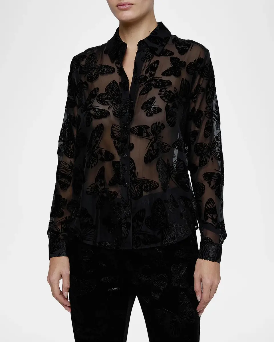 L'Agence Laurent Burnout Velvet Blouse | Thumbnail 4 L'Agence Laurent Burnout Velvet Blouse | Thumbnail 4