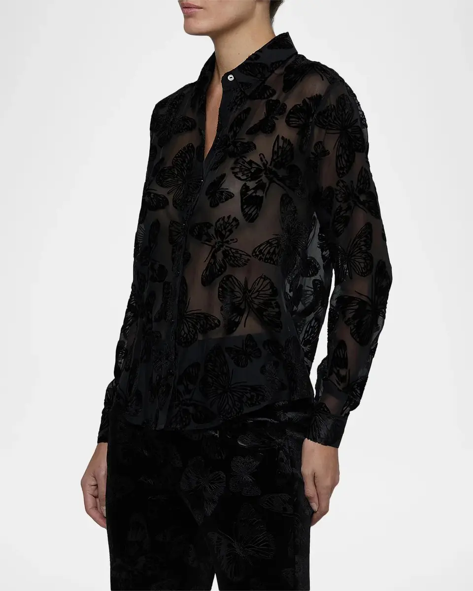 L'Agence Laurent Burnout Velvet Blouse | Thumbnail 5 L'Agence Laurent Burnout Velvet Blouse | Thumbnail 5