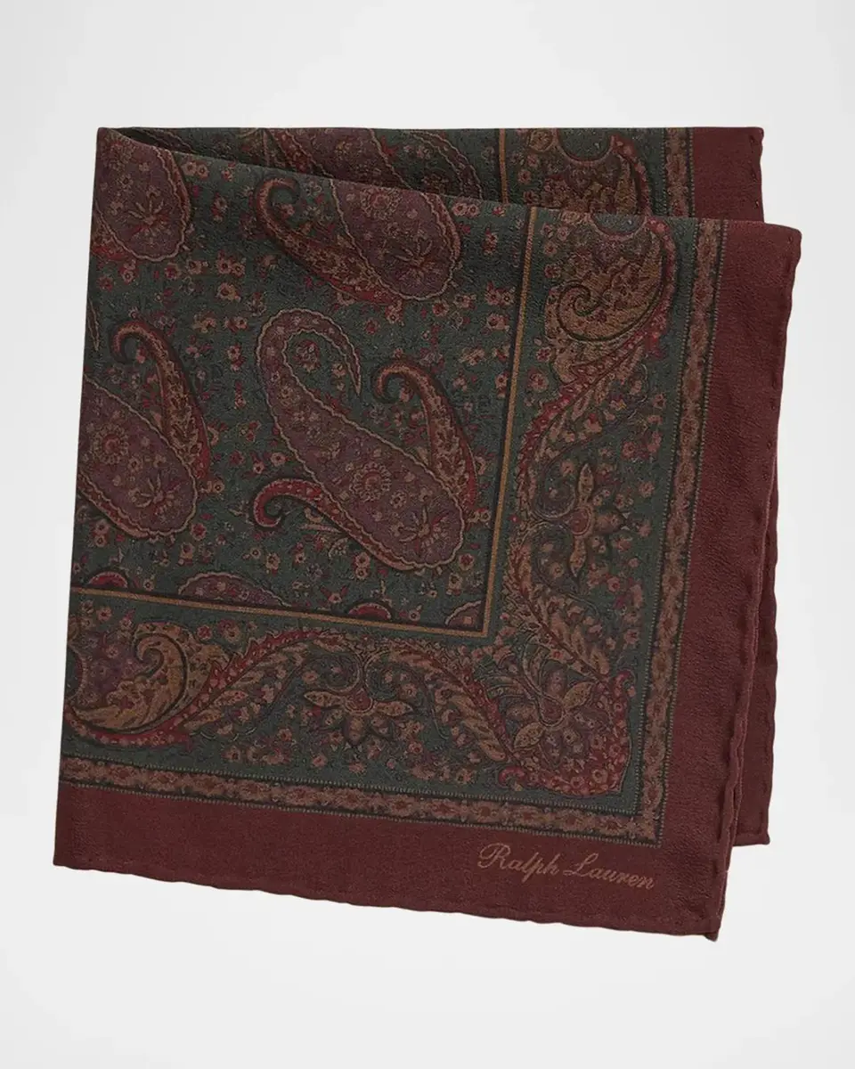 Ralph Lauren Purple Label Men's Paisley Silk Hand-Rolled Pocket Square | Thumbnail 3 Ralph Lauren Purple Label Men's Paisley Silk Hand-Rolled Pocket Square | Thumbnail 3