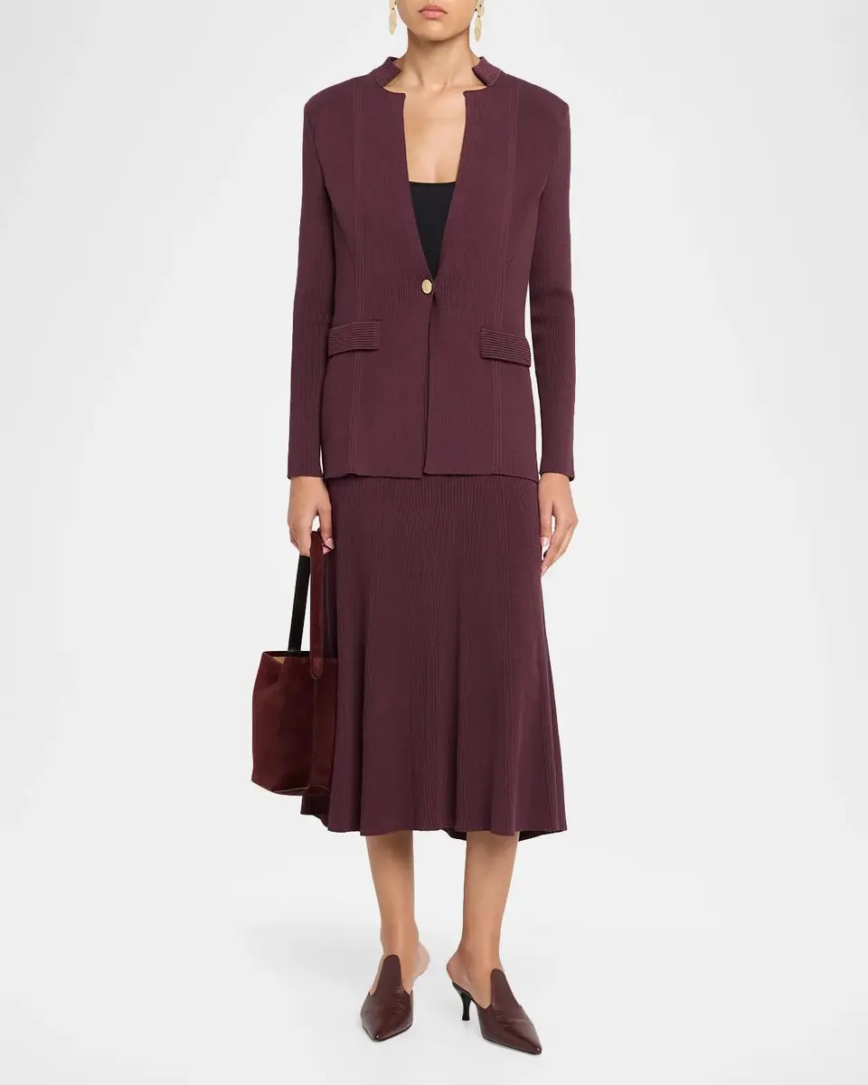 Misook Rib Knit A-Line Midi Skirt | Thumbnail 2