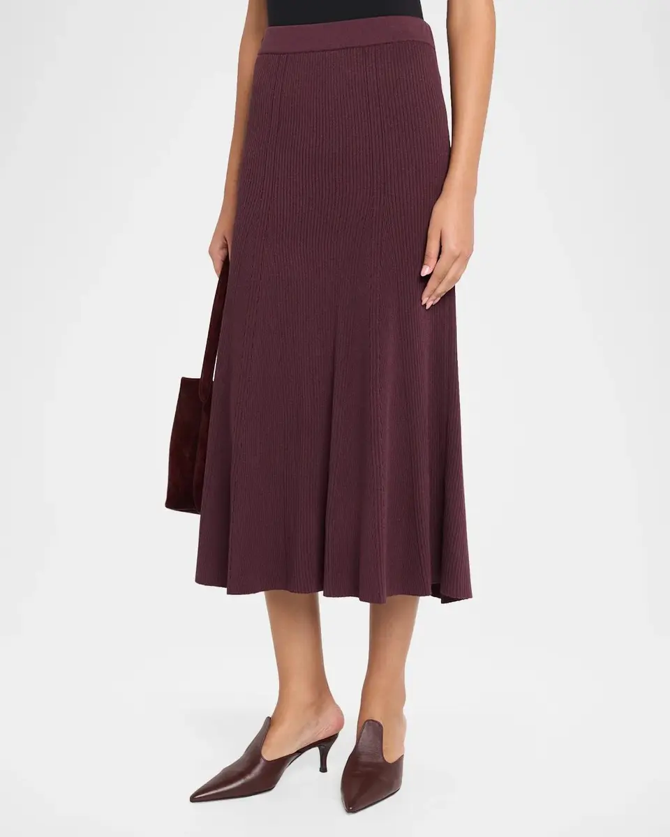 Misook Rib Knit A-Line Midi Skirt | Thumbnail 4