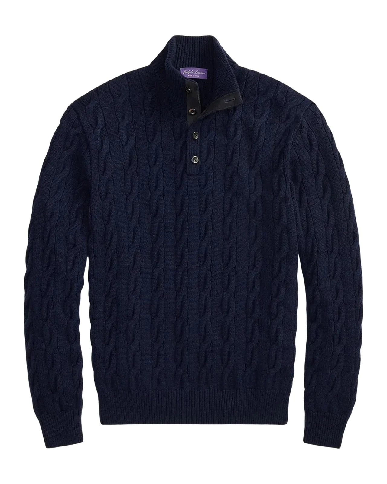 Ralph Lauren Purple Label Men's Cable-Knit Cashmere Mockneck Sweater