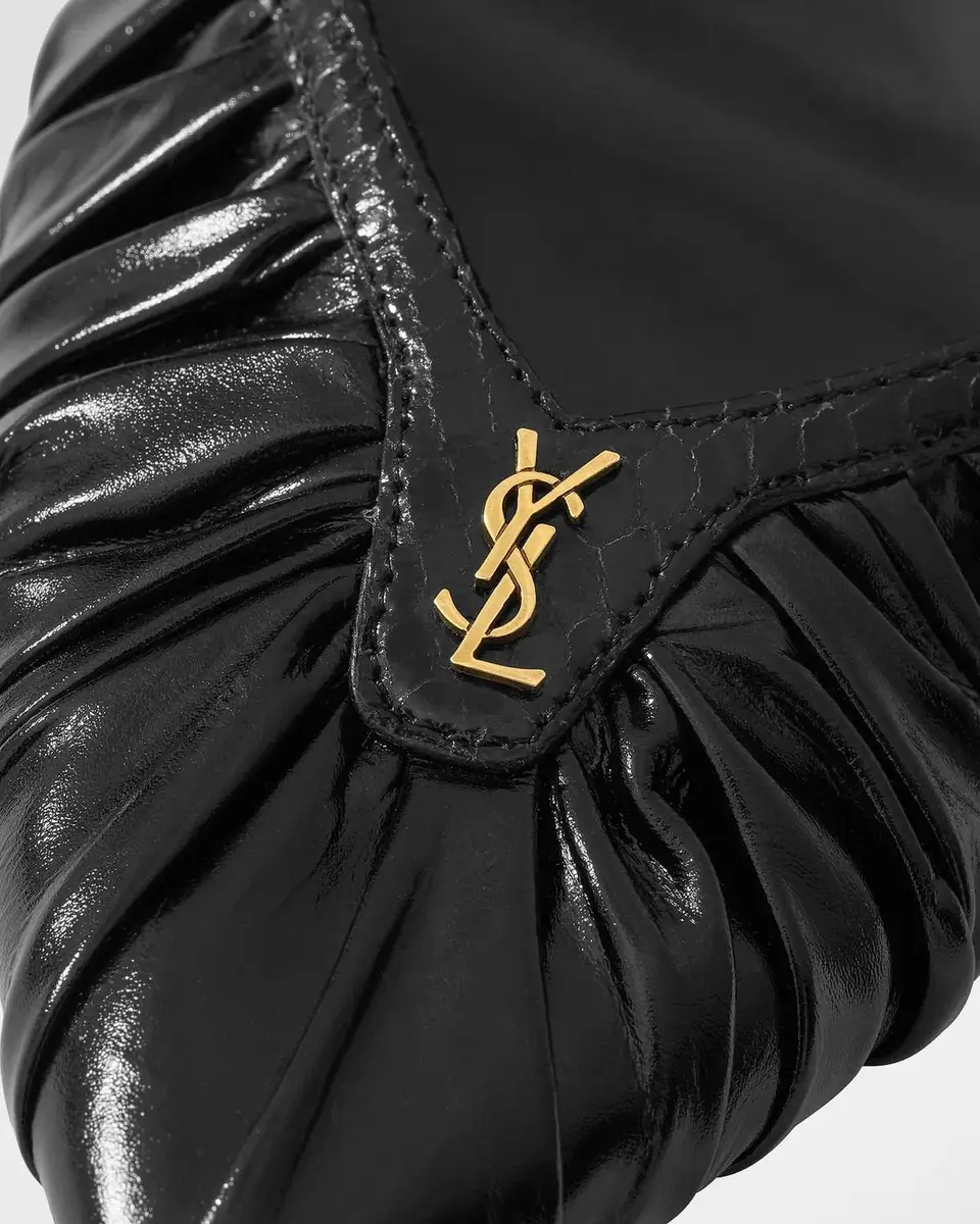 Saint Laurent 60mm YSL Ruched Leather Slingback Pumps | Thumbnail 6 Saint Laurent 60mm YSL Ruched Leather Slingback Pumps | Thumbnail 6