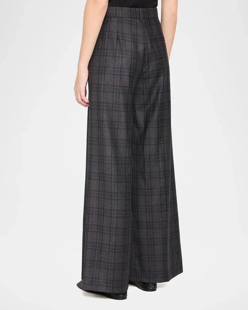 Theory High-Rise Plaid Wool Wide-Leg Trousers | Thumbnail 3 Theory High-Rise Plaid Wool Wide-Leg Trousers | Thumbnail 3