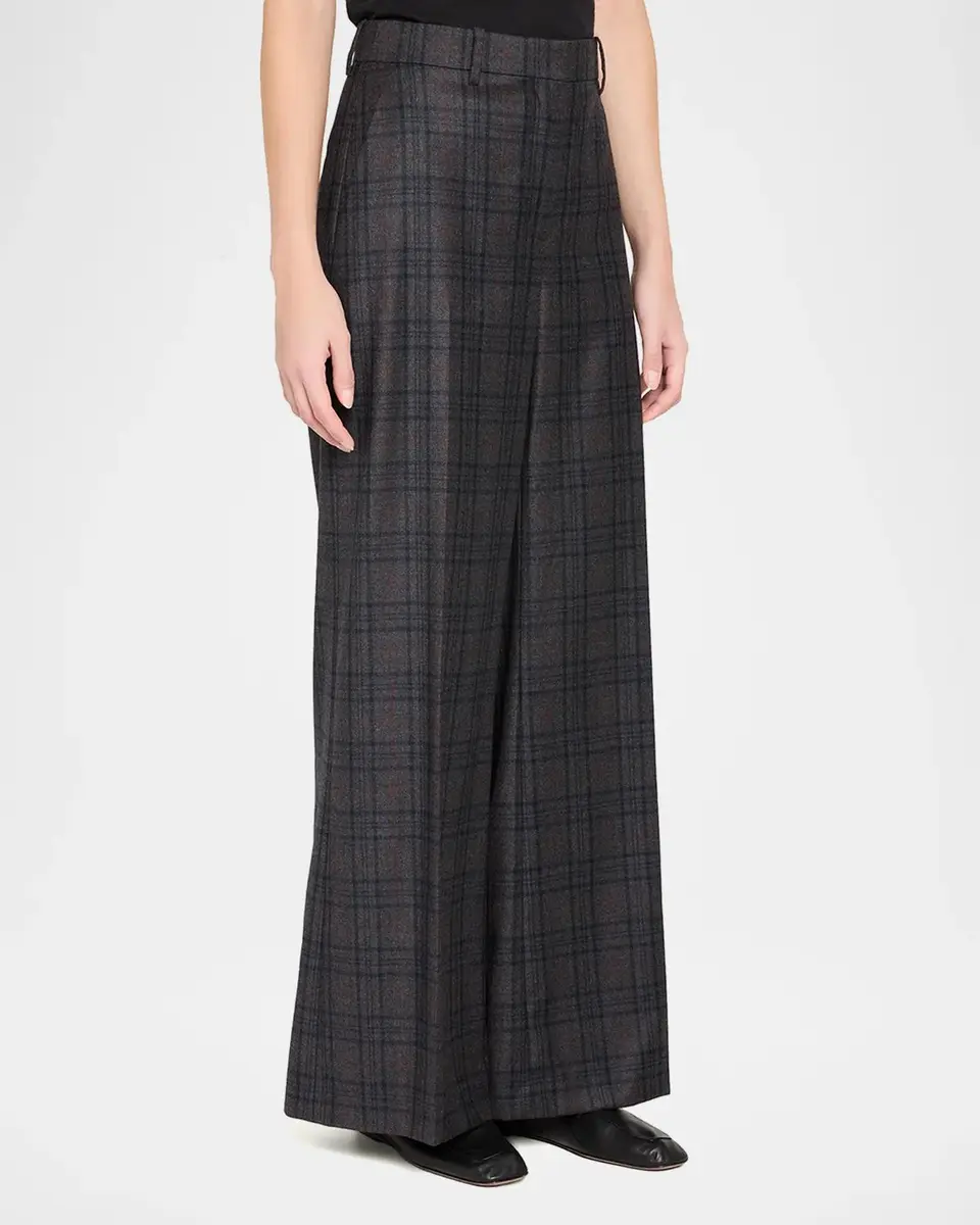 Theory High-Rise Plaid Wool Wide-Leg Trousers | Thumbnail 4 Theory High-Rise Plaid Wool Wide-Leg Trousers | Thumbnail 4