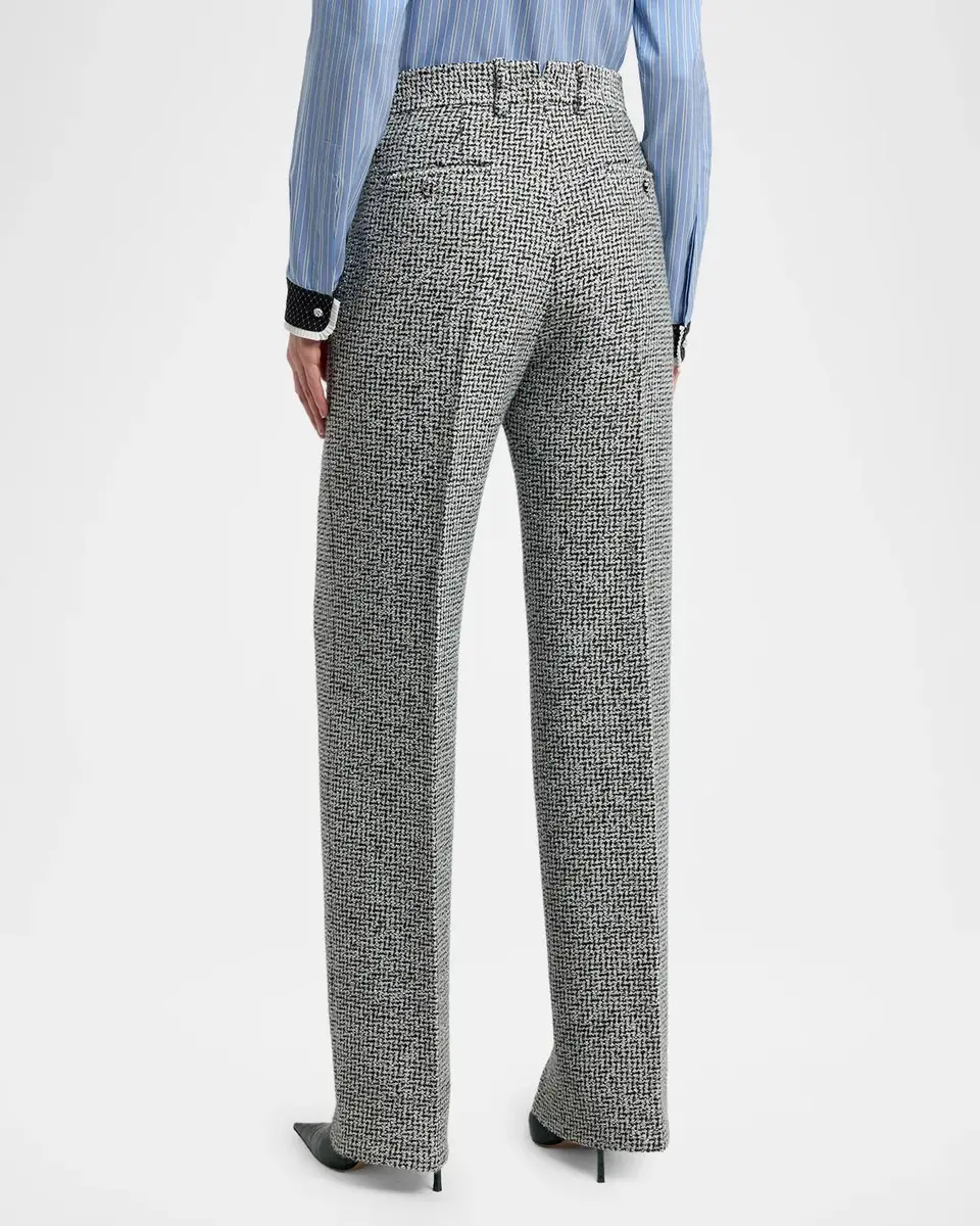 Tom Ford Sequined Broken Chevron Tweed Wide-Leg Tailored Pants | Thumbnail 3