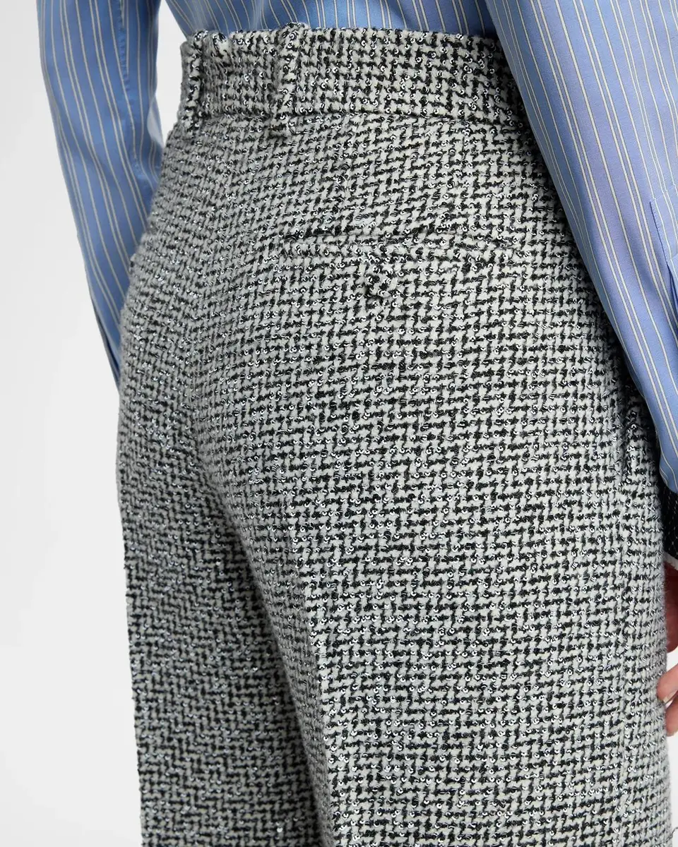 Tom Ford Sequined Broken Chevron Tweed Wide-Leg Tailored Pants | Thumbnail 5