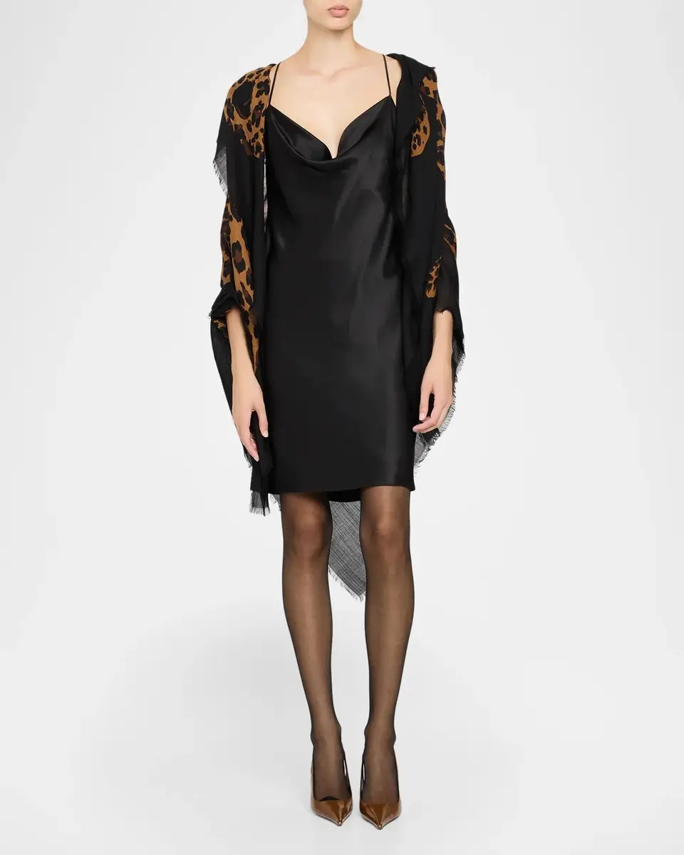 Saint Laurent Cassandre Leopard Wool Twill Scarf | Thumbnail 2 Saint Laurent Cassandre Leopard Wool Twill Scarf | Thumbnail 2