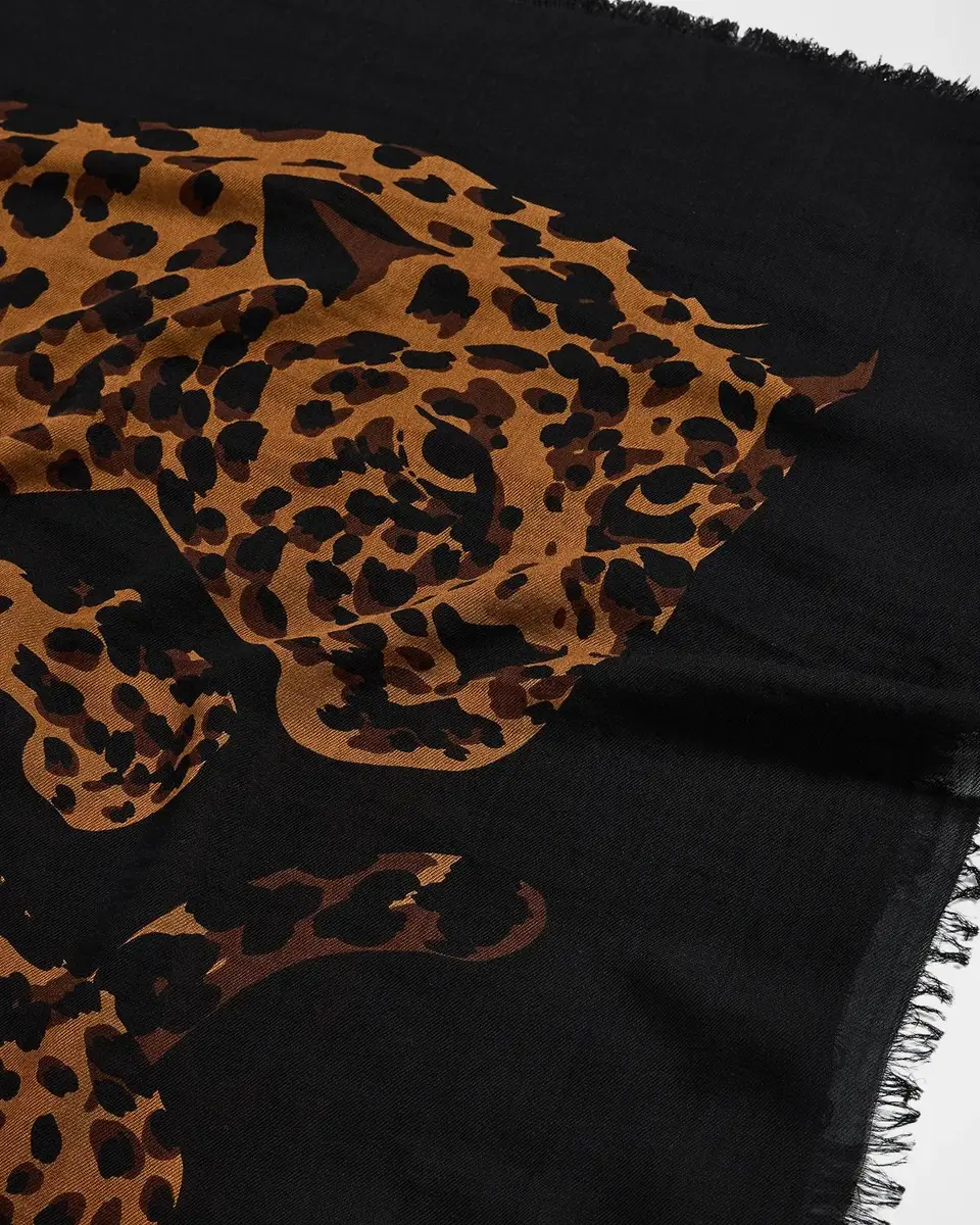 Saint Laurent Cassandre Leopard Wool Twill Scarf | Thumbnail 4 Saint Laurent Cassandre Leopard Wool Twill Scarf | Thumbnail 4