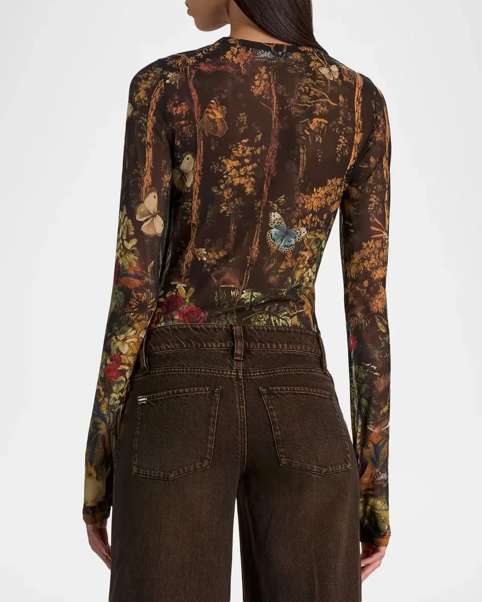 Alice + Olivia Delaina Printed Long-Sleeve Top | Thumbnail 3