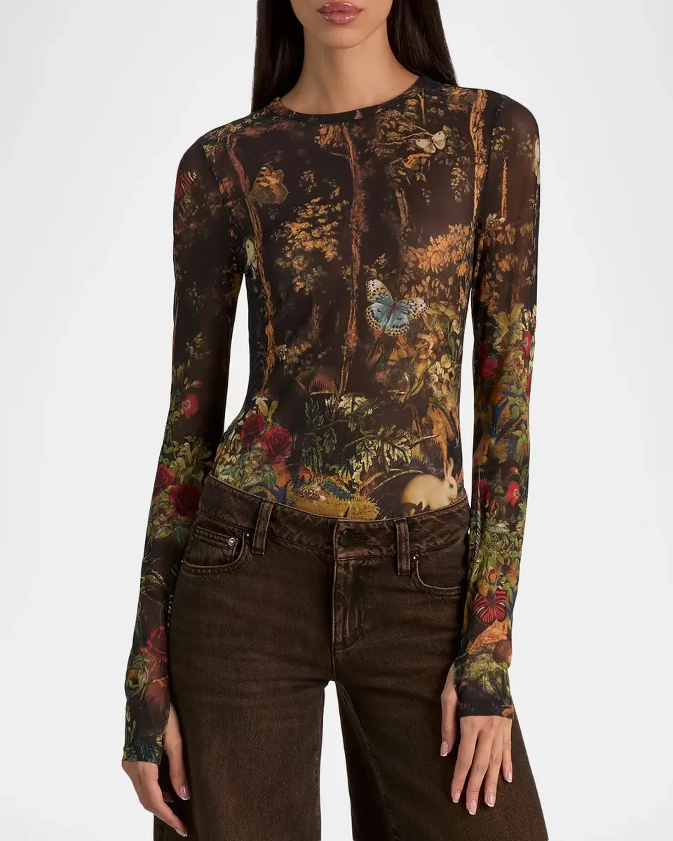 Alice + Olivia Delaina Printed Long-Sleeve Top | Thumbnail 4