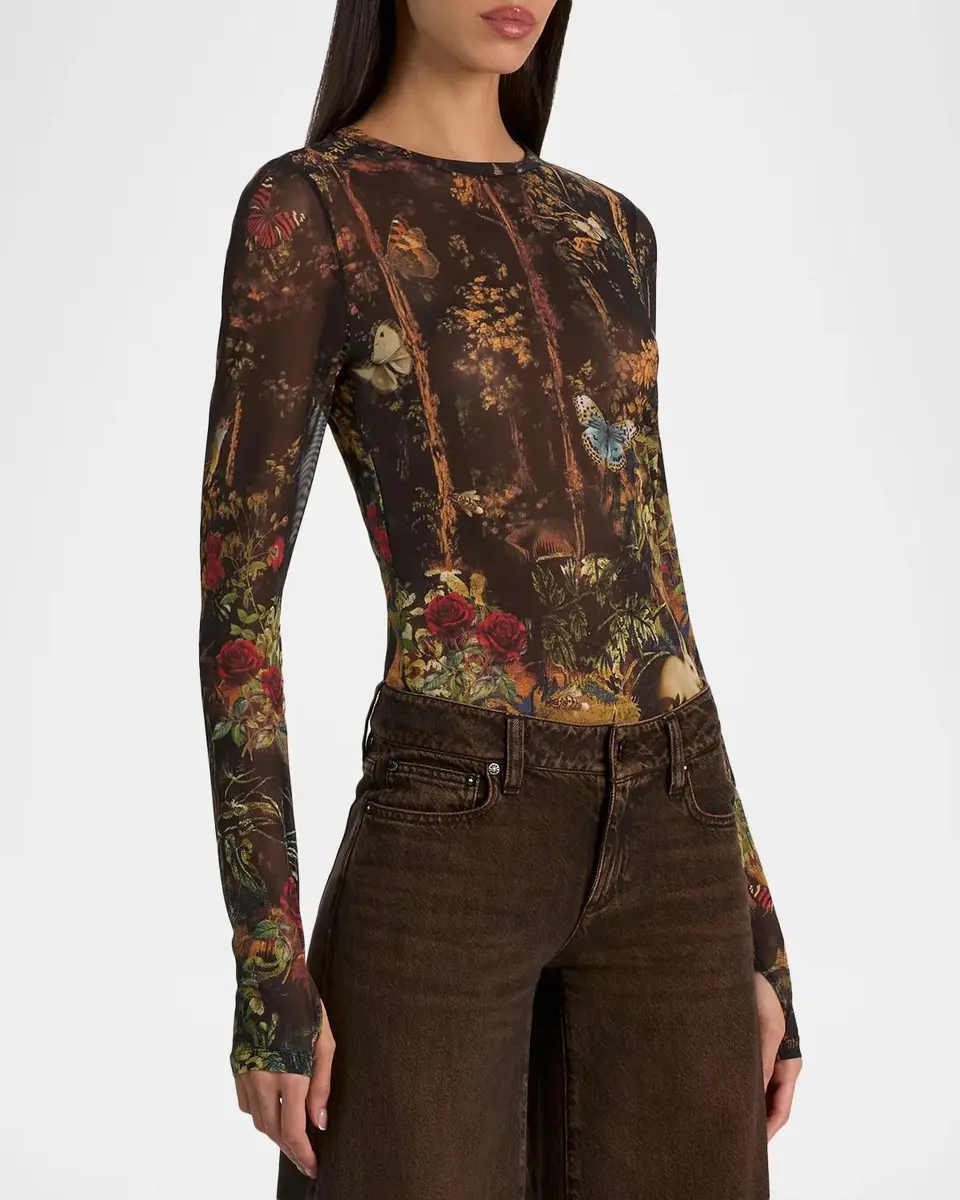 Alice + Olivia Delaina Printed Long-Sleeve Top | Thumbnail 6
