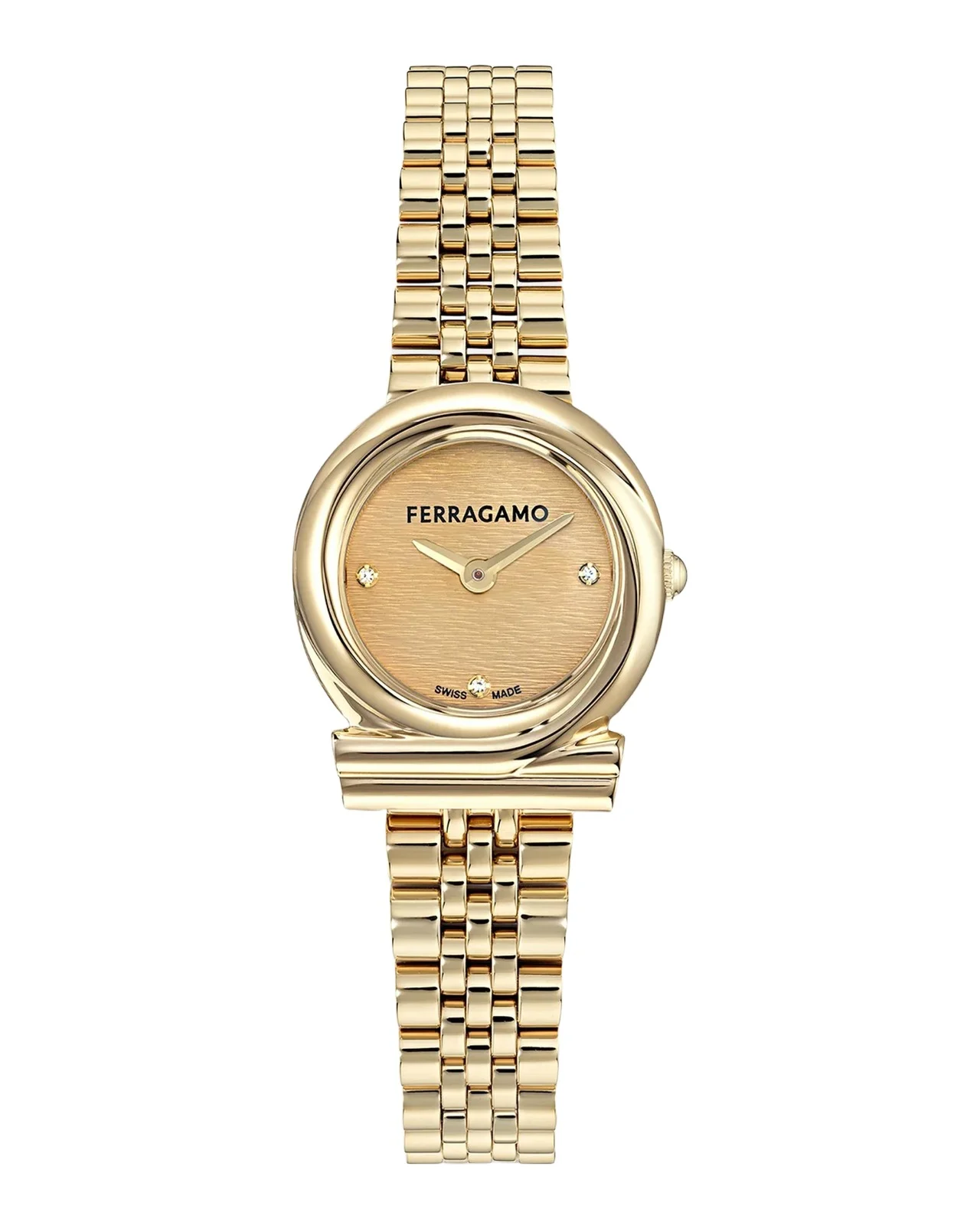 Ferragamo 0.01 TCW Diamond IP Goldtone Twisted Gancini Watch/23MM