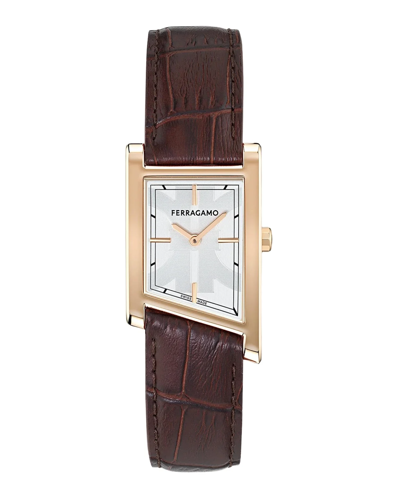 Ferragamo Men's Asymetrique 75x115 Leather-Strap Watch