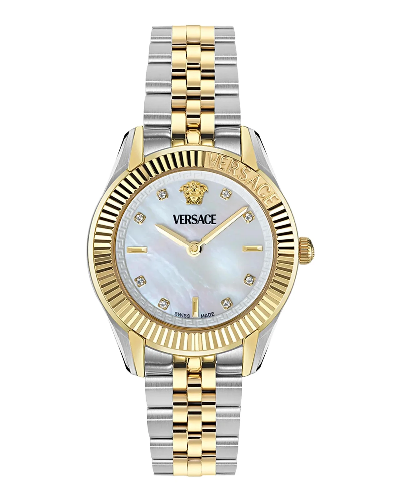 Versace Greca Time Diamond 30mm Two-Tone Bracelet Watch