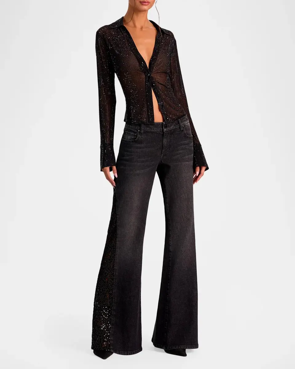 Alice + Olivia Freya Embellished Sheer Top | Thumbnail 2 Alice + Olivia Freya Embellished Sheer Top | Thumbnail 2