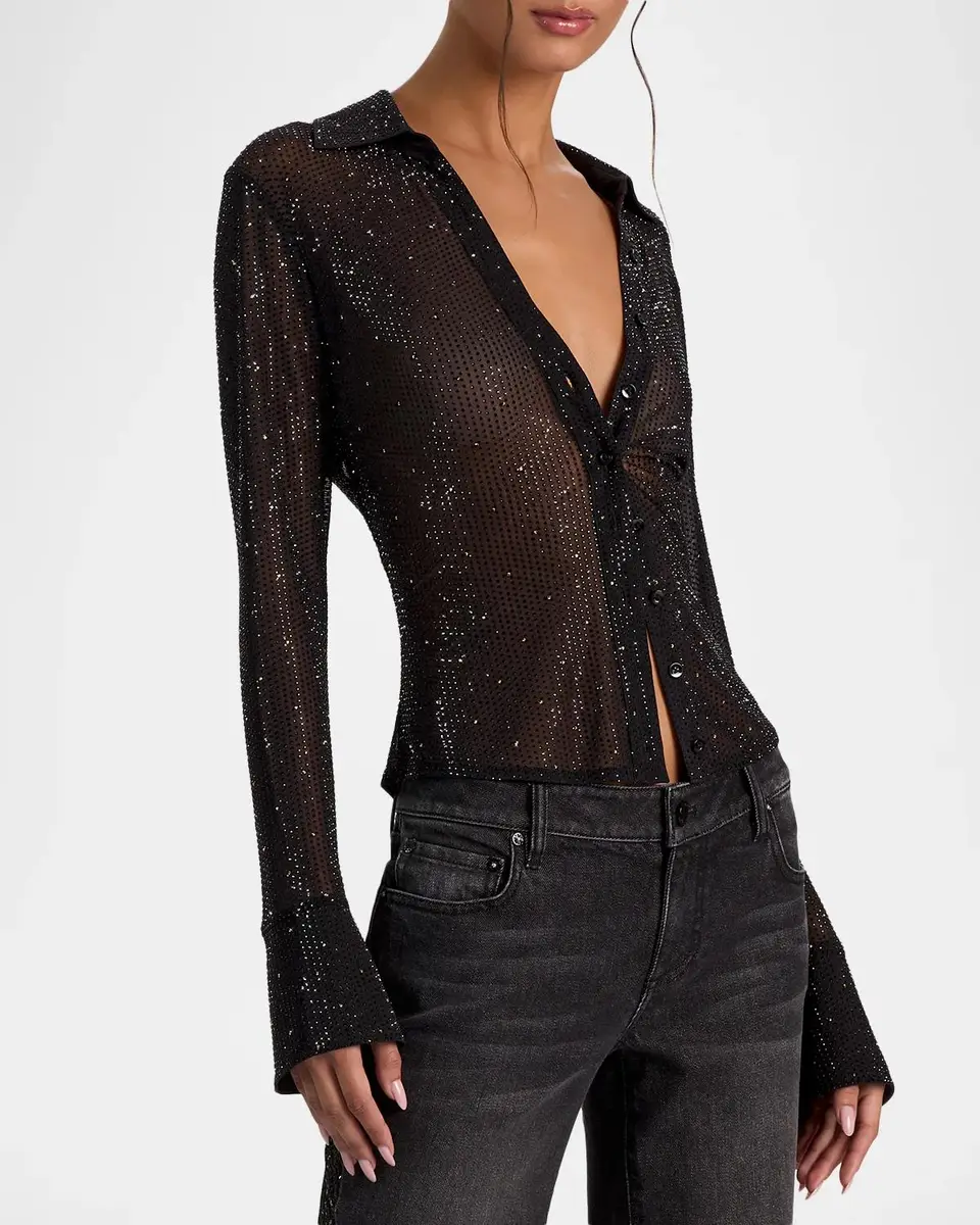 Alice + Olivia Freya Embellished Sheer Top | Thumbnail 6 Alice + Olivia Freya Embellished Sheer Top | Thumbnail 6