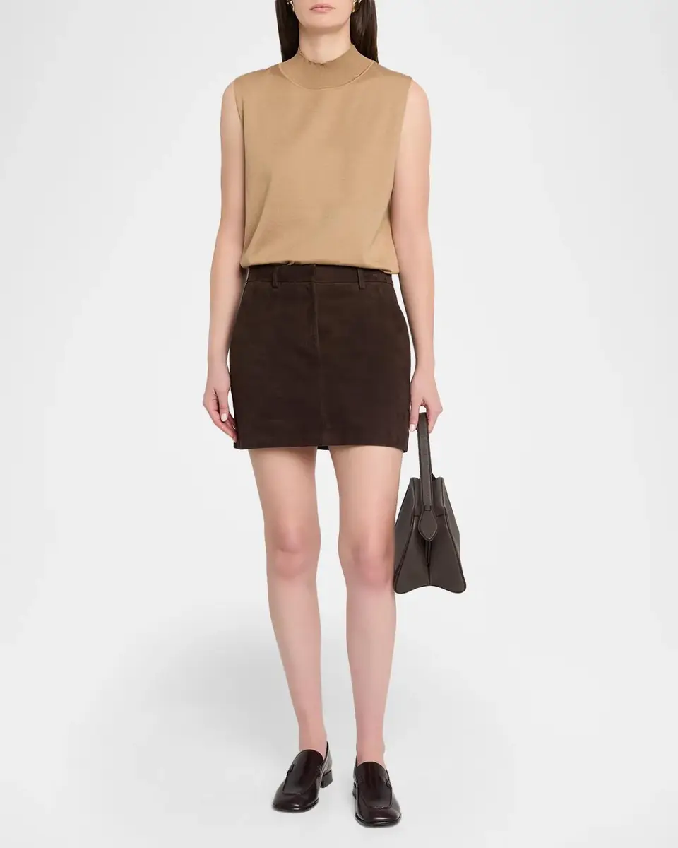 Theory Low-Rise Suede Mini Trouser Skirt | Thumbnail 2 Theory Low-Rise Suede Mini Trouser Skirt | Thumbnail 2
