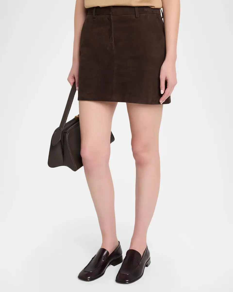 Theory Low-Rise Suede Mini Trouser Skirt | Thumbnail 4 Theory Low-Rise Suede Mini Trouser Skirt | Thumbnail 4