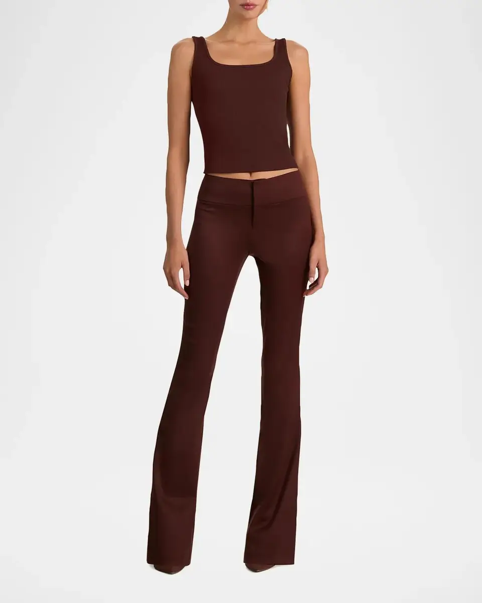 Alice + Olivia Olivia Low-Rise Wool Sateen Bootcut Pants | Thumbnail 2 Alice + Olivia Olivia Low-Rise Wool Sateen Bootcut Pants | Thumbnail 2
