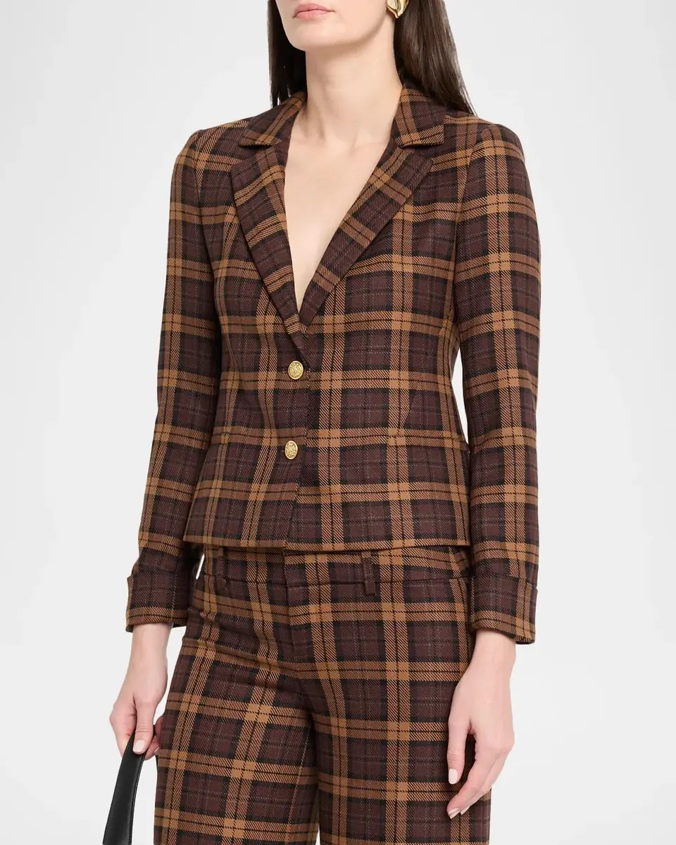 Alice + Olivia Macey Shrunken Plaid Blazer | Thumbnail 4 Alice + Olivia Macey Shrunken Plaid Blazer | Thumbnail 4