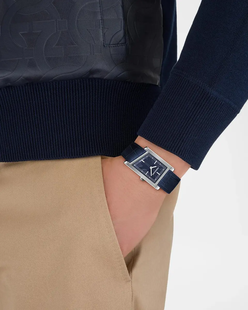 Ferragamo Men's Asymetrique 75x115 Leather-Strap Watch | Thumbnail 2
